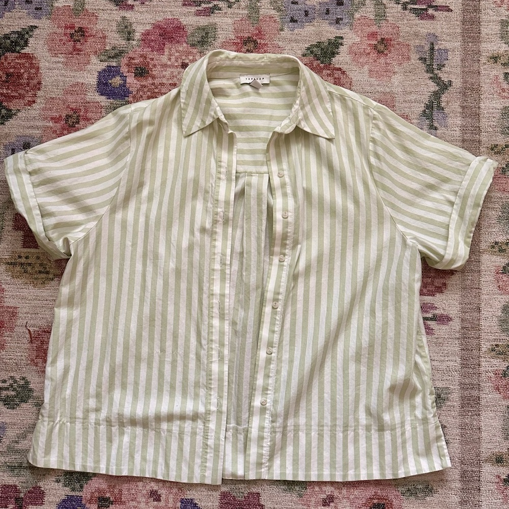 Striped Short Sleeve Button-Up Shirt